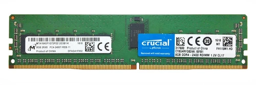 Paměť RAM 1x 8GB Micron ECC REGISTERED DDR4 2Rx8 2400MHz PC4-19200 RDIMM | MTA18ASF1G72PDZ-2G3