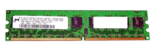 Paměť RAM 1x 1GB Micron ECC UNBUFFERED DDR2 667MHz PC2-5300 UDIMM | MT18HTF12872AY-667D4