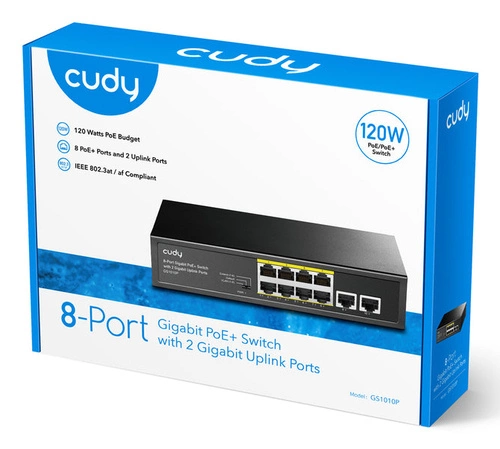 Přepínač Cudy 10x 1Gb 120 W PoE+