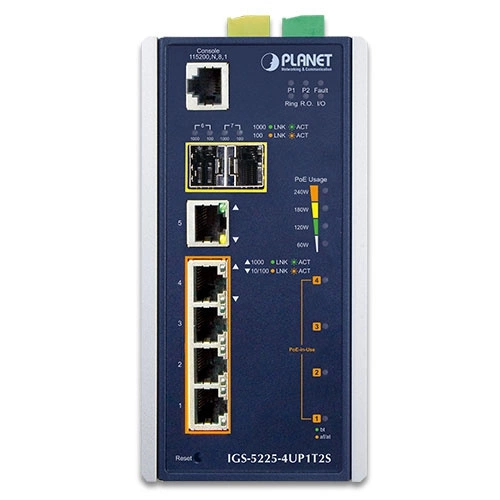Přepínač Planet IGS-5225-4UP1T2S 5x 1Gb 2x SFP 240 W PoE++