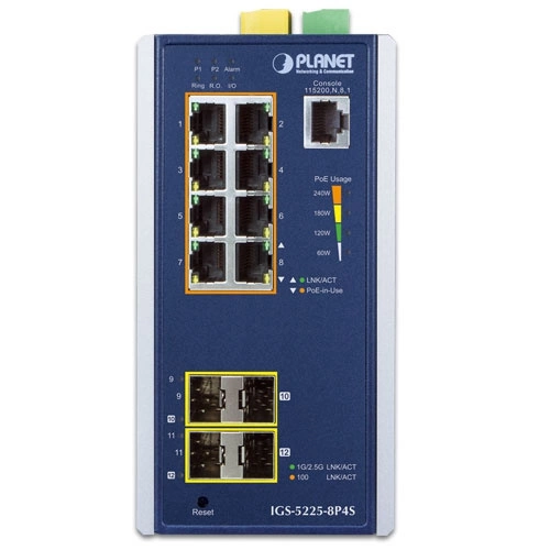 Přepínač Planet IGS-5225-8P4S 8x 1Gb 4x SFP 240 W PoE+