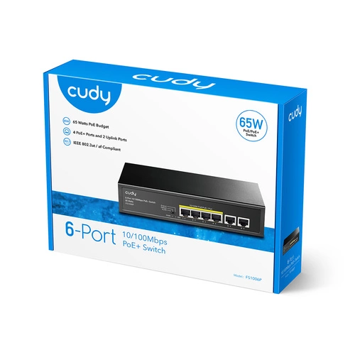 Přepínač Cudy FS1006P 6x 100Mb 60 W PoE+