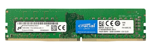 Paměť RAM 1x 16GB Micron NON-ECC UNBUFFERED DDR4 3200MHz PC4-25600 UDIMM | MTA16ATF2G64AZ-3G2