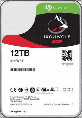 Pevný disk Seagate IronWolf 3.5'' HDD 12TB 7200RPM SATA 6Gb/s 256MB | ST12000NVN0007-REC