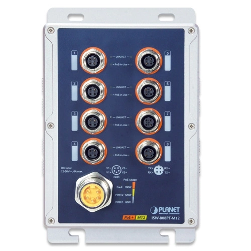 Přepínač Planet ISW-808PT-M12 120 W  PoE+