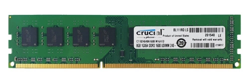 Paměť RAM 1x 8GB Crucial NON-ECC UNBUFFERED DDR3 1600MHz PC3-12800 UDIMM | CT102464BA160B.M16