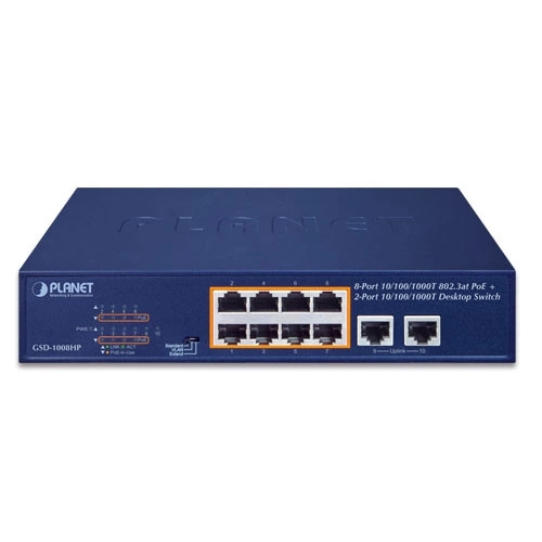 Síťový přepínač Planet GSD-1008HP 10x 1Gb 120 W PoE+