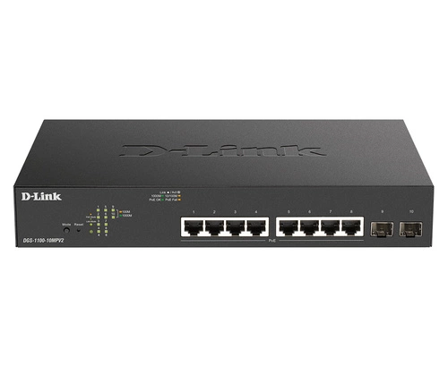 Přepínač D-Link DGS-1100-10MPV2/E 8x 1Gb 2x SFP 130 W PoE+