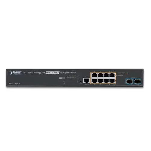 Síťový přepínač Planet MGS-5220-8P2X 8x 1Gb 2x SFP+ 200 W PoE+