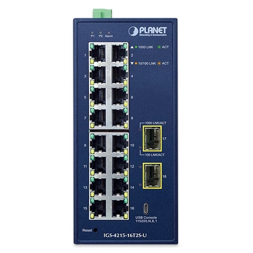 Síťový přepínač Planet IGS-4215-16T2S-U 16x 1Gb 2x SFP