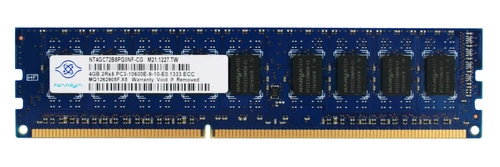 Paměť RAM 1x 4GB Nanya ECC UNBUFFERED DDR3 2Rx8 1333MHz PC3-10600 UDIMM | NT4GC72B8PG0NF-CG