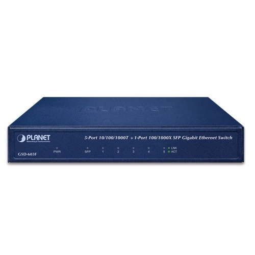 Síťový přepínač Planet GSD-603F 5x 1Gb 1x SFP