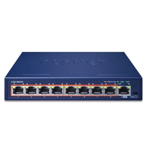 Přepínač Planet GSD-908HP 9x 1Gb 100 W PoE+