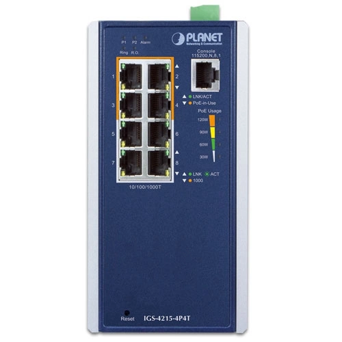 Síťový přepínač Planet IGS-4215-4P4T 8x 1Gb 144 W PoE+