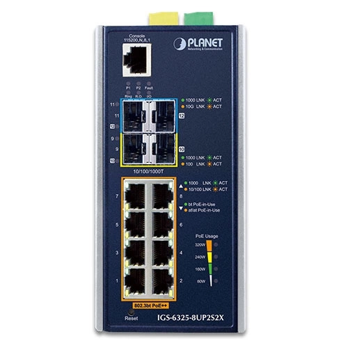 Síťový přepínač Planet IGS-6325-8UP2S 8x 1Gb 2x SFP 360 W PoE++