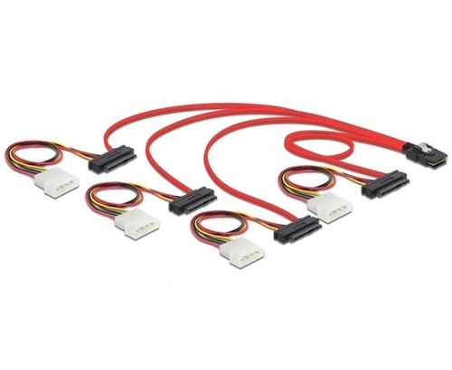 Delock Kabel  (83146) mini SAS SFF-8087 | 4 x SAS SFF-8482 + power, 1m.  |  83146