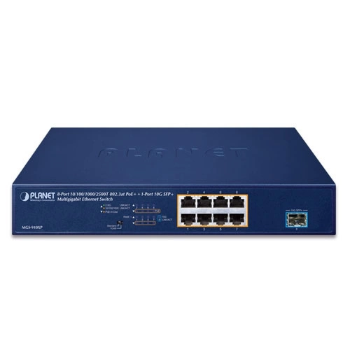 Síťový přepínač Planet MGS-910XP 8x 2.5Gb 1x SFP+ 120 W PoE++