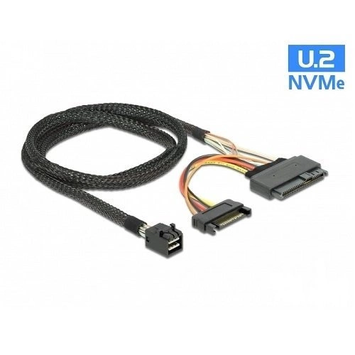 Delock Kabel SFF-8643 male > U.2 SFF-8639 female + SATA power connector 0.75m | 84821