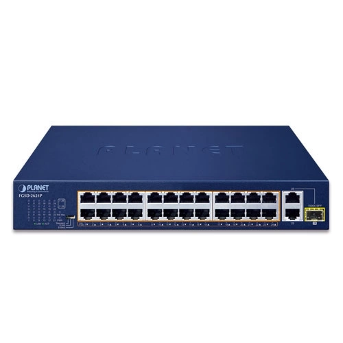 Síťový přepínač Planet FGSD-2621P 8x 100Mb 2x RJ-45/SFP 120 W PoE+