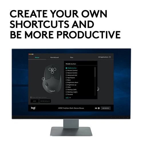 Bezdrátové připojení myš Logitech M720 910-004791