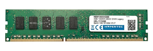 Paměť RAM 1x 4GB HYPERTEC ECC UNBUFFERED DDR3 2Rx8 1333MHz PC3-10600 UDIMM | MEM106004GBE